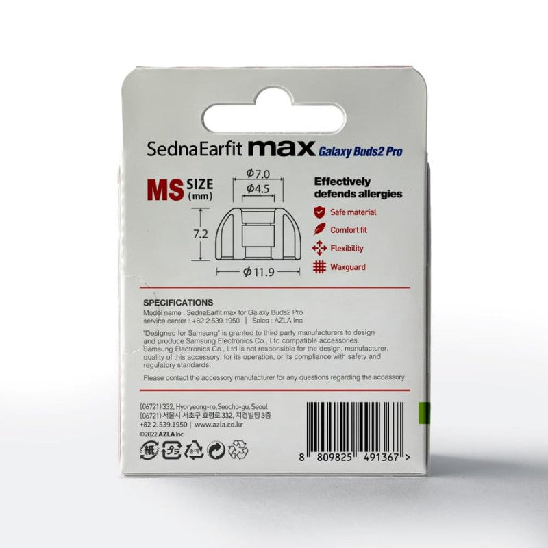 AZLA SednaEarfit MAX for Galaxy Buds 2 Pro - Phantom Black - SS (2 Pairs)