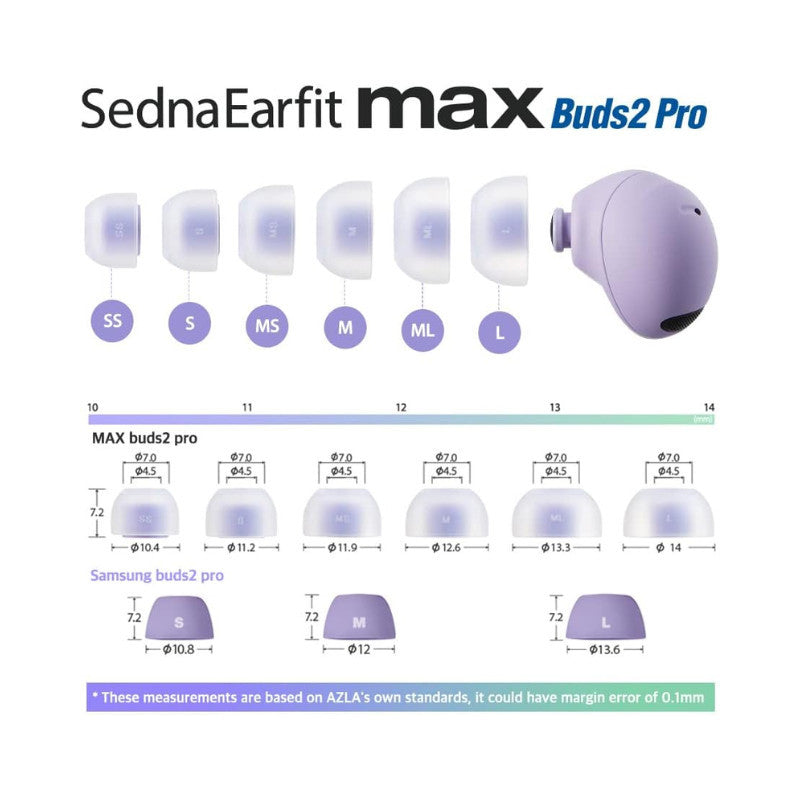 AZLA SednaEarfit MAX for Galaxy Buds 2 Pro - Purple - M (2 Pairs)
