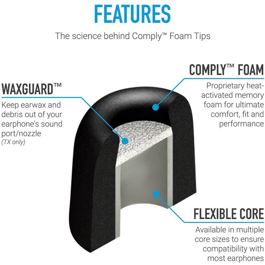 Comply Isolating Memory Earphone Foam Medium Size Tips T100 T200 T400 T500